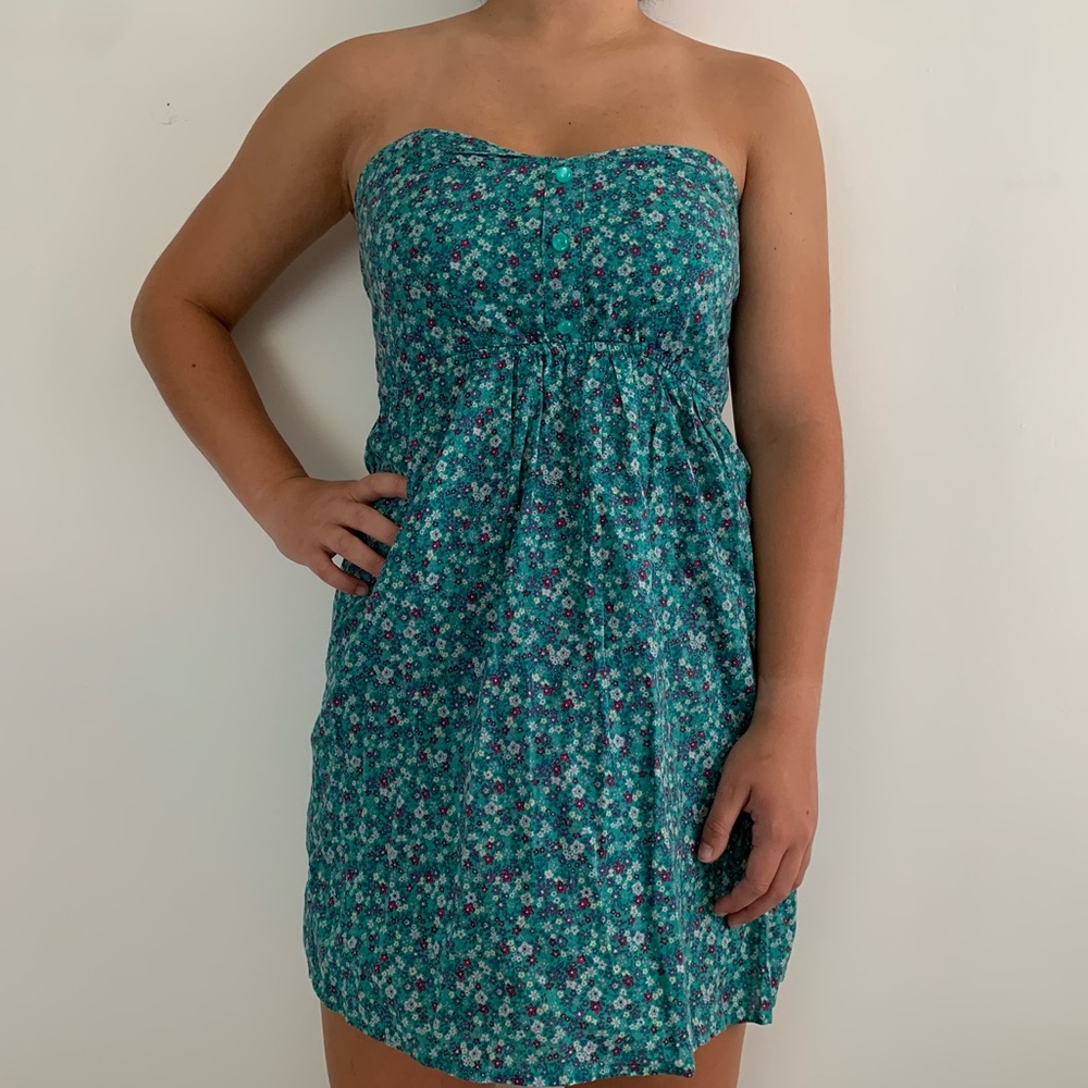 Floral strapless mini dress